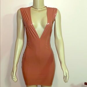 Faux leather mini dress
